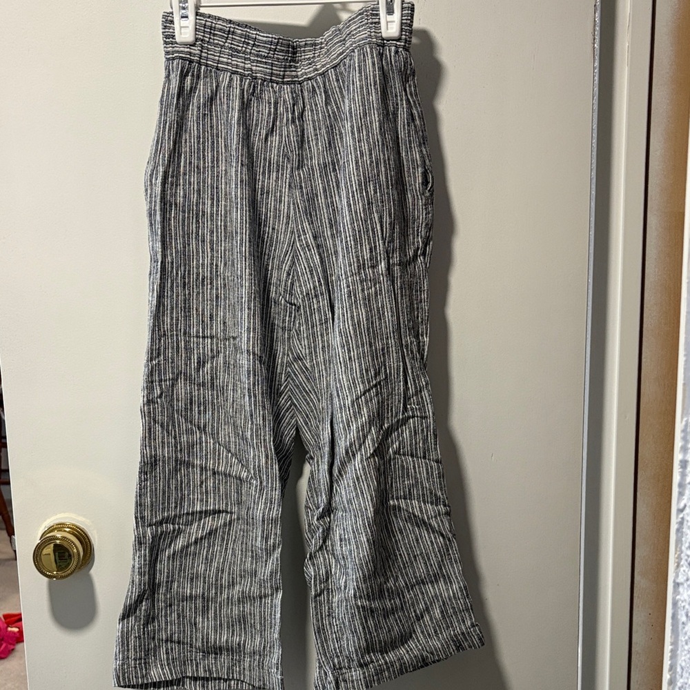 Sienna Sky Blue and White Striped Cropped Pants